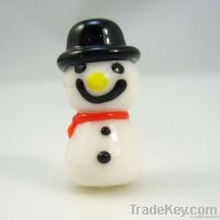 lampwork glass snowman beads with black hat