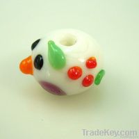 lampwork glass snowman head beads with cherry