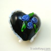 lampwork glass valentine heart beads