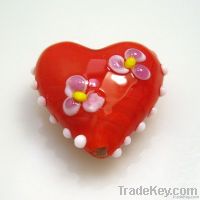 lampwork glass valentine heart beads