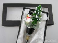 Christmas tree and snowman wine stopper