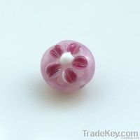 lampwork glass pink floral bead