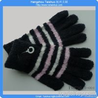 Women's fashion feather yarn glove knit glove