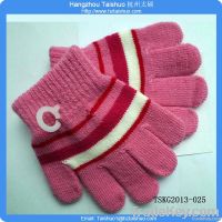 Kids Acrylic Striped Knitting mitten knitting glove