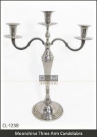 Silver Moonshine Three Arm Brass Candelabra