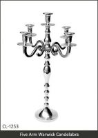 Five Arm Warwick Candelabra in Aluminum 24 Inch