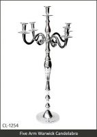 Five Arm Warwick Candelabra in Aluminum 30 Inch