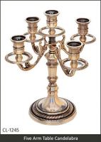 Elegant Five Arm Table Candelabra in Brass Antique