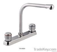 Long Neck Three Way ABS Chrome Deck Mounted Dual Handle Kitchen Faucet