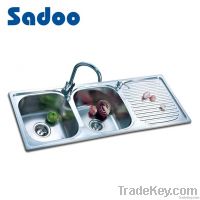 Stainless Steel Double Bowl Sink with Drainboard SD-935
