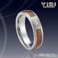 Wood inlay tungsten ring