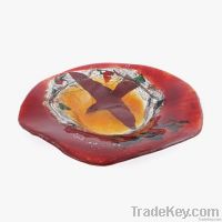 Red Bird Glass Round Platter