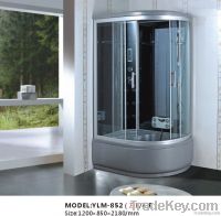Grey ABS Steam Shower Room with Clear Front Glass and High Shower Tray