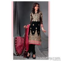 black faux churidar kameez