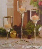 gold rim set of 3 candle holder