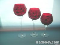 Set of 3 glass candle holder