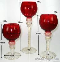 Set of 3 glass candle holder
