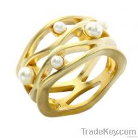 Gold plated pearl ring