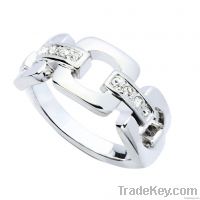 White gold plated ring with crystal