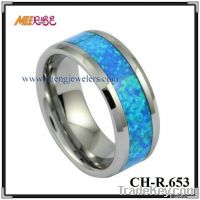 Blue opal tungsten ring