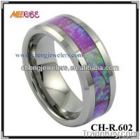 Opal tungsten wedding ring