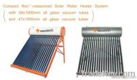 Compact Non Pressurized Solar Water Heater (with all glass vacuum tube