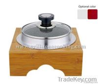 Stone hot pot with bamboo stand