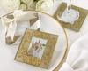 Golden Brocade Elegant Glass Wedding Coasters