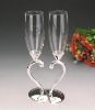 Heart Decorated Wedding Champagne Glasses