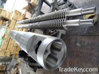 Bimetallic conical twin screw and barrel for extruder