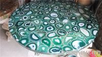 Green agate mosaic semi precious gemstone table top