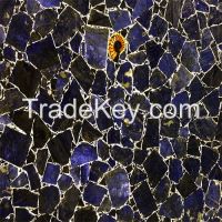Lapis semi precious gem stone mosaic slab