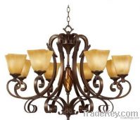 Classic traditional iron art glass chandelier