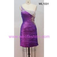 Short Pleated Beading Taffeta Cocktail Dresses