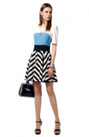 women fashion black and white stripe vintga splice dress