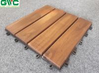 Acacia Wood Interlocking Deck Tiles Four Slats