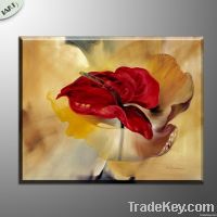 red abstract flower oil painting on cavans