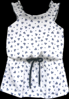 Infant Baby Girl Clothes - Girls 1pc Dress Off-white w/Navy Floral Print