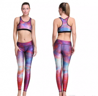 New Fashion Women's Girl's Running Print Yoga Suits Gym Sports Ombre Bra Pants Legging High Waist Fitness Wear 3D Digital Print Bra Leggings