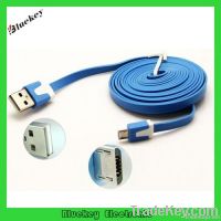 Hot sell 10 colors noodles 5pin micro USB cable for Samsung