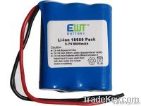 3.7v 6600mAh ICR18650 Li-ion battery pack