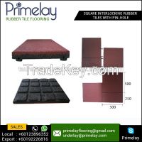 Square Interlocking Rubber Tiles with pin-hole