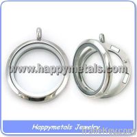 Glass locket pendants finished in stainless steel(P-H002-5)