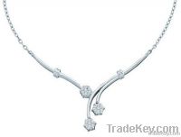 Ladies White Diamond Flower Necklace