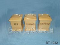 Set of 3 Bamboo canisters with plastic liner/Bamboo canister