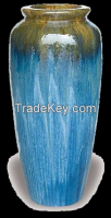 Tall urn vase-Two-tone Ceramic Floor Vase, Blue Grey
