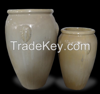 Elegant Tall Classic Jar, Ivory glazed outdoor planters