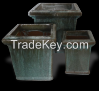 Square glazed pottery