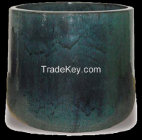 Contemporary Square Ceramic Vase, Dark Blue
