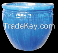 Big Round and Oval Bowl-blue ceramic pots